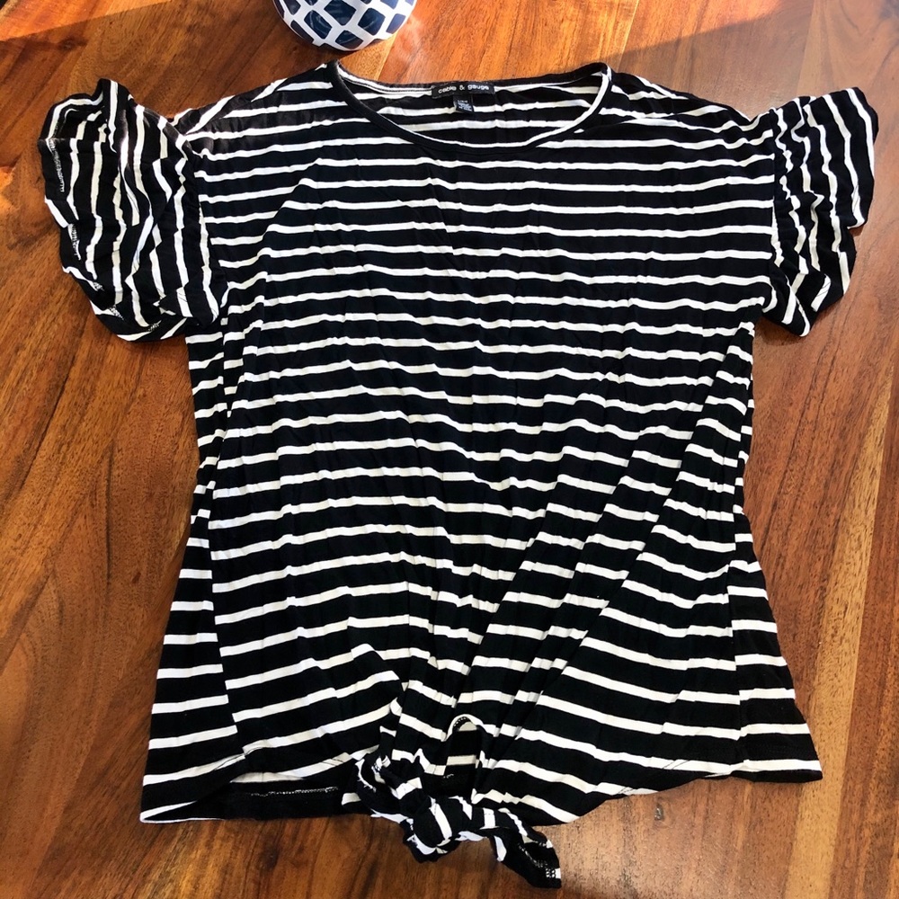 Stripe oversized top with cute bow